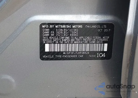 2018 Mitsubishi Mirage G4 Es from USA, damaged, VIN ML32F3FJ7JHF06524